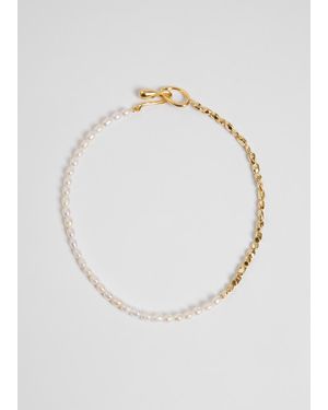 & Other Stories Organic Pearl Hook Necklace - White