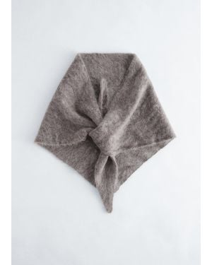 & Other Stories Mohair-Blend Brushed Triangle Scarf - Grey