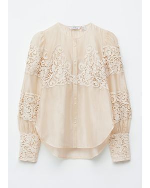 & Other Stories Lace-Embroidery Blouse - Natural