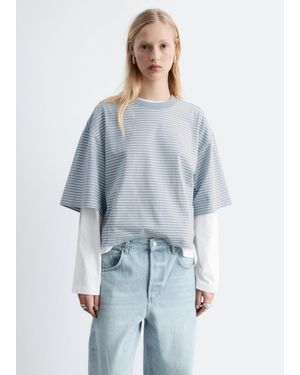 & Other Stories Oversized Striped Cotton T-Shirt - Blue