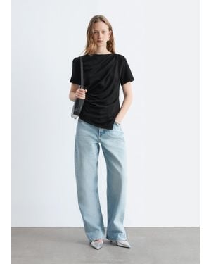 & Other Stories Draped Asymmetric T-Shirt - Black
