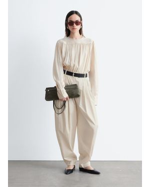 & Other Stories Barrel-Leg Pleated Trousers - White