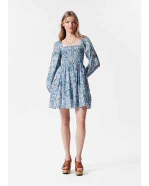 & Other Stories Babydoll Mini Dress - Blue