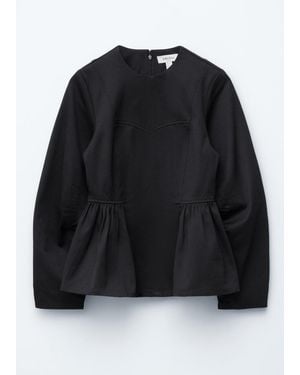 & Other Stories Cotton Peplum Top - Black
