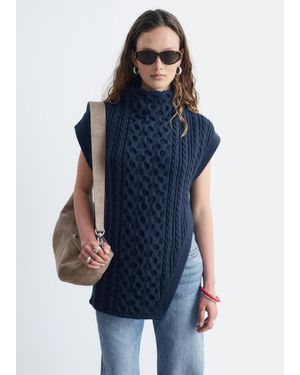 & Other Stories Cable-Knit Mock Neck Vest - Blue