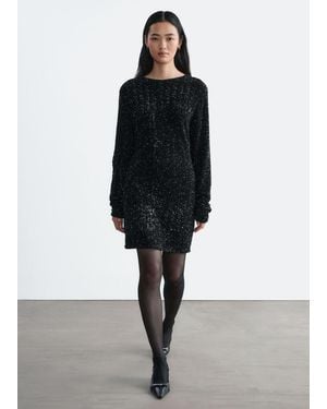 & Other Stories Sequin Mesh Fdress - Black