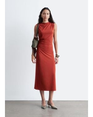& Other Stories Sleeveless Draped Midi Dress - Red