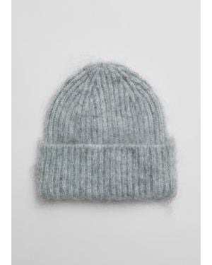 & Other Stories Bonnet En Mohair Mélangé Brossé - Gris