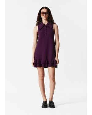& Other Stories Knitted Frill Mini Dress - Purple