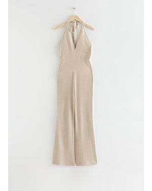 & Other Stories Neckholder-Jumpsuit Mit Ausgestelltem Bein - Weiß