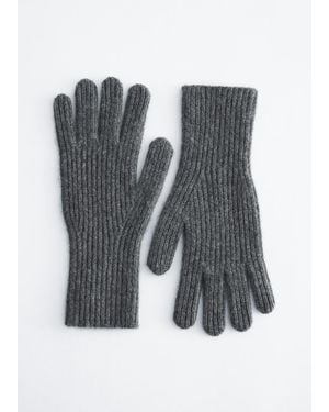 & Other Stories Ribbed Cashmere Gloves - Gray