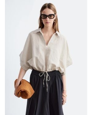 & Other Stories Drawstring Cropped Top - Natural