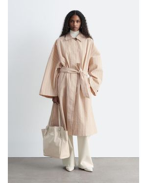 & Other Stories Oversized Pinstripe Trench Coat - Natural