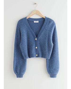 & Other Stories Cropped Boxy Knit Cardigan - Blue