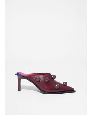 & Other Stories Beaded Leather Mules - Purple