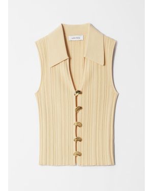 & Other Stories Rib-Knit Collar Tank Top - Natural