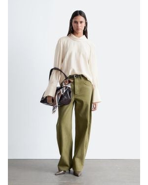 & Other Stories Folded Stand-Collar Blouse - White