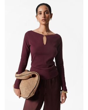 & Other Stories Long-Sleeve Keyhole Top - Red