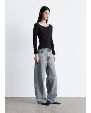 & Other Stories Boat-Neck Rib-Knit Top - White