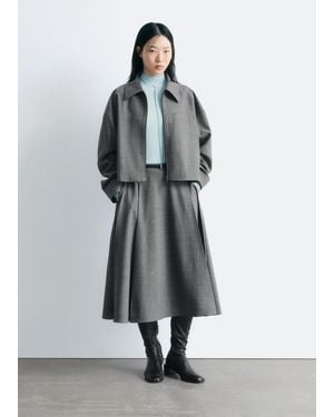 & Other Stories Pleated Wool Midi Skirt - Grey