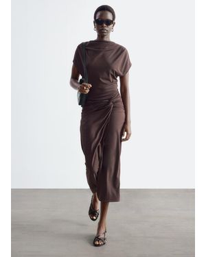 & Other Stories Draped Wrap Waist Dress - Brown