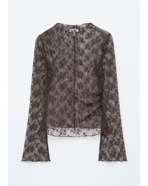 & Other Stories Long-Sleeve Lace Top - Brown