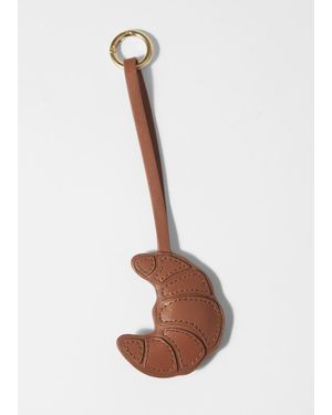 & Other Stories Leather Croissant Keyring - White