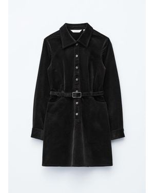 & Other Stories Belted Velvet Mini Dress - Black