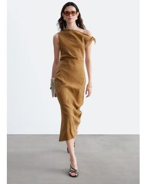 & Other Stories Asymmetric Paisley Midi Dress - White