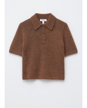 & Other Stories Brushed Knit Polo T-Shirt - White