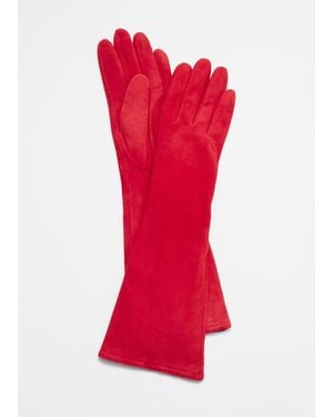 & Other Stories Wool-Lined Suede Gloves - Red