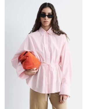 & Other Stories Cotton Poplin Drawstring Shirt - Pink