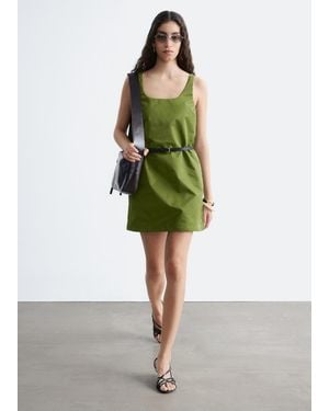 & Other Stories Sculpted Drawstring Mini Dress - Green