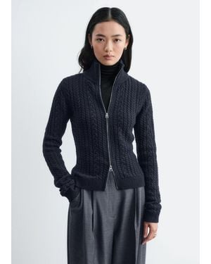 & Other Stories Strickjacke Aus Wolle Und Baumwolle Mit Zopfmuster - Blau