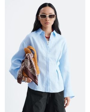 & Other Stories Pleated-Waist Linen Shirt - Blue