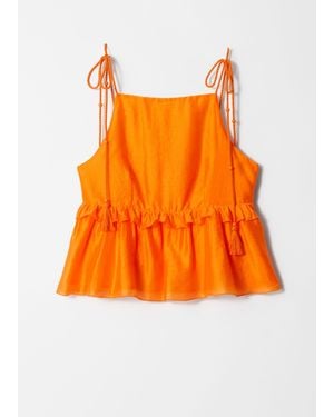 & Other Stories Peplum-Frill Strap Top - Orange