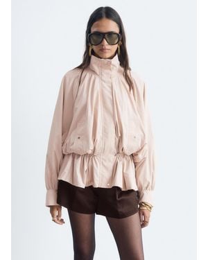 & Other Stories Nylon Funnel-Collar Jacket - Pink