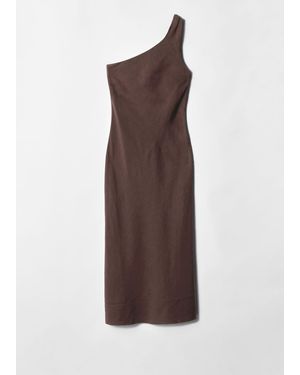 & Other Stories One-Shoulder Midi Dress - Brown