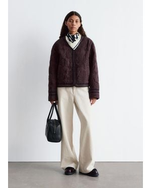 & Other Stories Floral Pattern Quilted Jacket - Brown