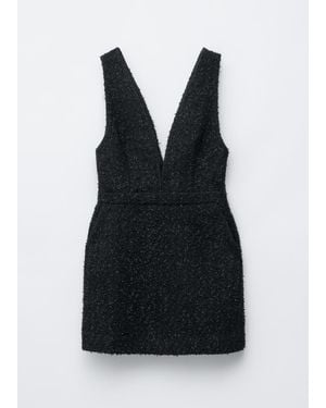 & Other Stories Textured V-Neck Mini Dress - Black