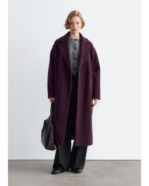& Other Stories Voluminous Belted Wool Coat - Purple
