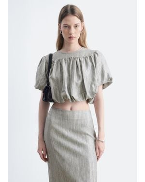& Other Stories Gathered Metallic Blouse - Grey