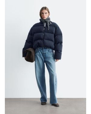 & Other Stories Knitted Puffer Jacket - Blue
