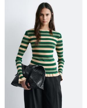 & Other Stories Long-Sleeve Ribbed Top - Green