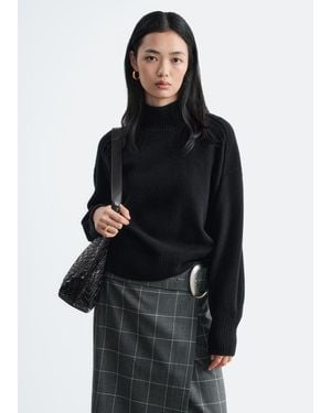 & Other Stories Mock-Neck Wool-Cotton Jumper - Black