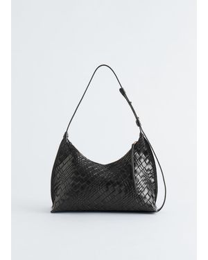 & Other Stories Interwoven Leather Crossbody Bag - Grey