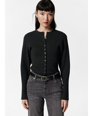 & Other Stories Cardigan Ajusté En Maille Côtelée - Noir
