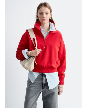 & Other Stories Funnel-Neck Zip-Up Sweatshirt - Red