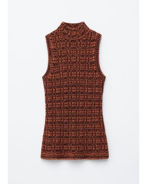 & Other Stories Knitted Sleeveless Turtleneck Top - Orange
