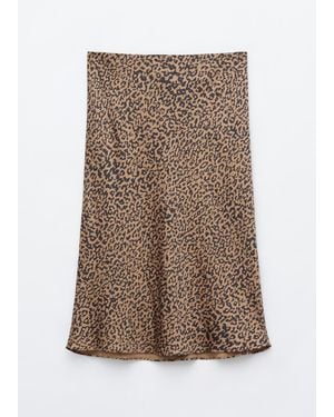 & Other Stories Leopard Print Satin Skirt - Brown